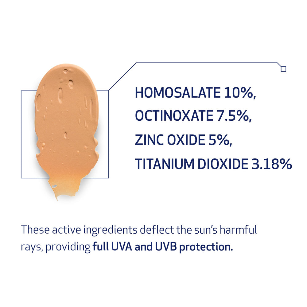 Obagi Sun Shield tinted sunscreen on skin reveals translucent finish for pink or beige undertones.