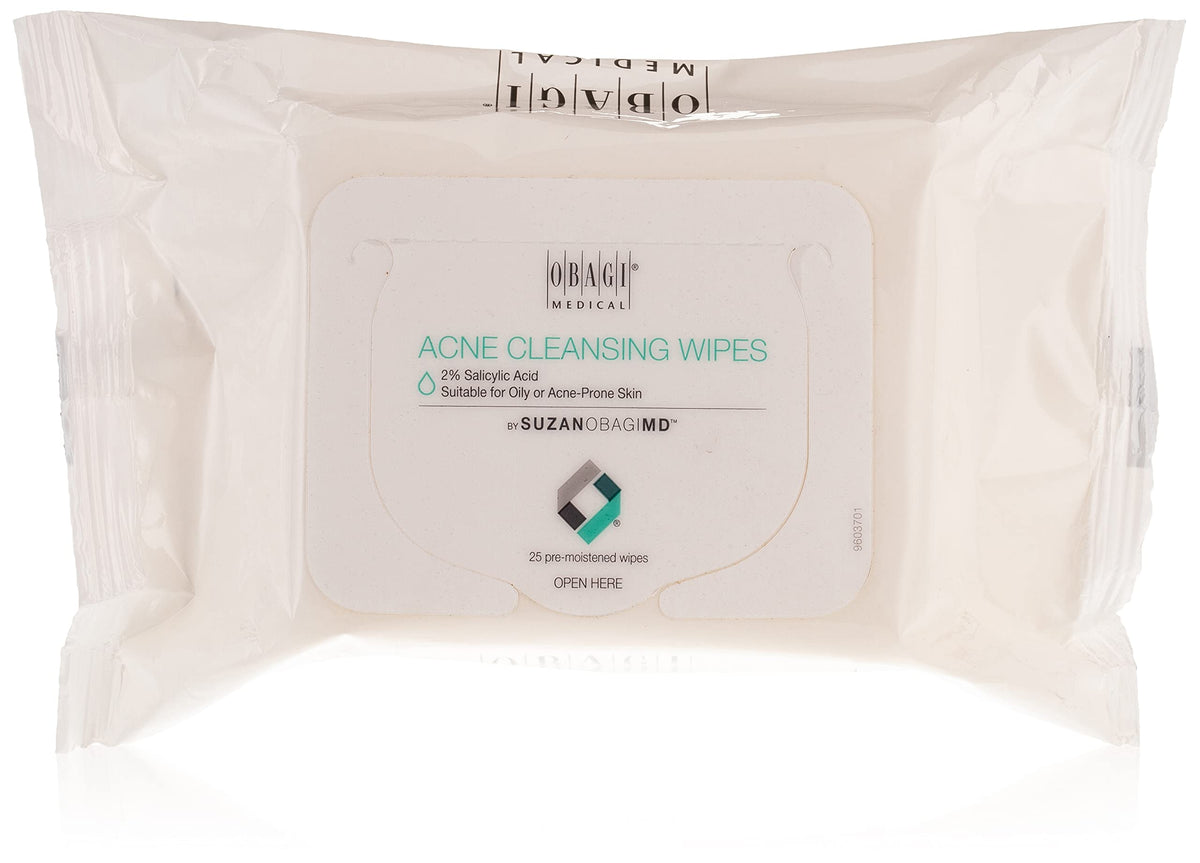 Obagi Medical SUZANOBAGIMD cleansing wipes packaging for portable oil-control cleansing.