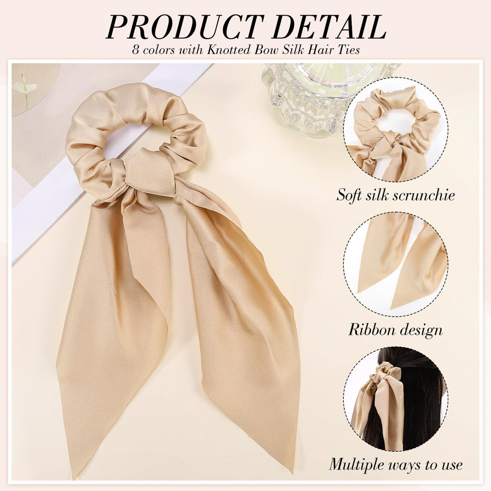 obeoby bow scrunchie demonstration showing half-tie hairstyle with natural ribbon fall