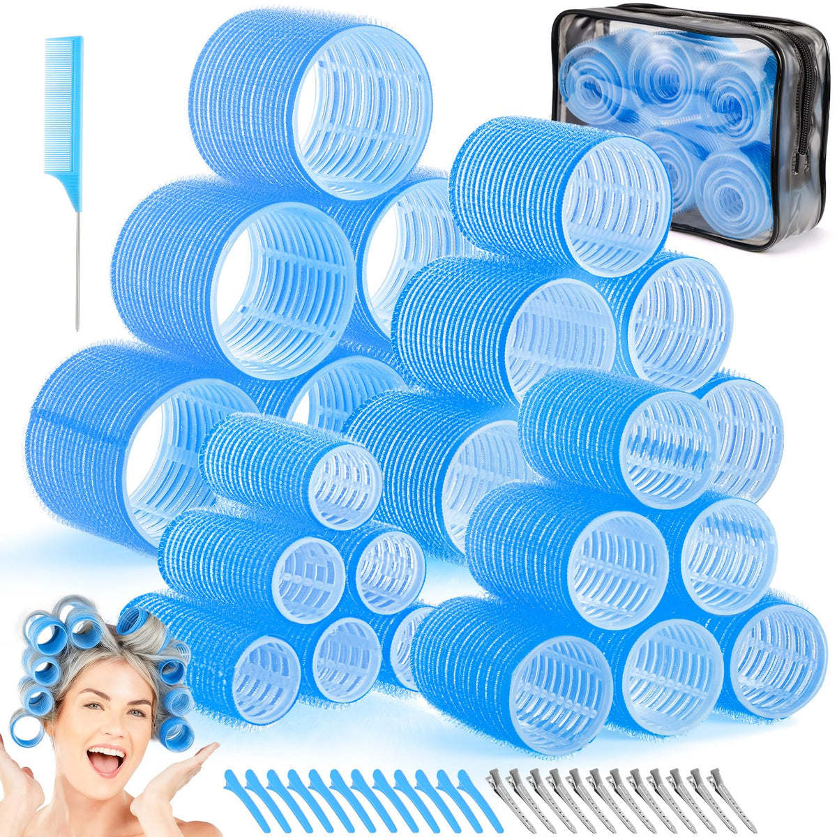 Obeoby four-size hair rollers pack for versatile curls