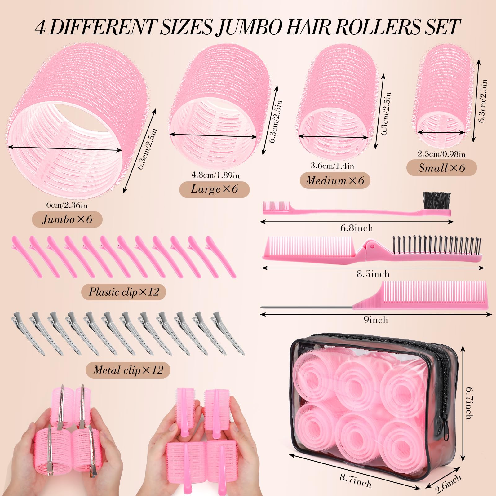 Obeoby jumbo rollers create voluminous waves and curls.