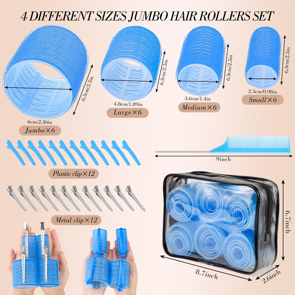 Obeoby rollers size map shows jumbo to small curls