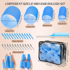 Obeoby rollers size map shows jumbo to small curls