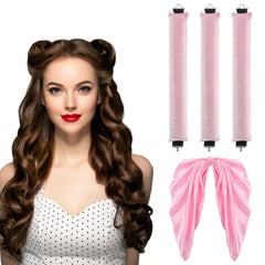 obeoby heatless curling rods pink pack for overnight curls