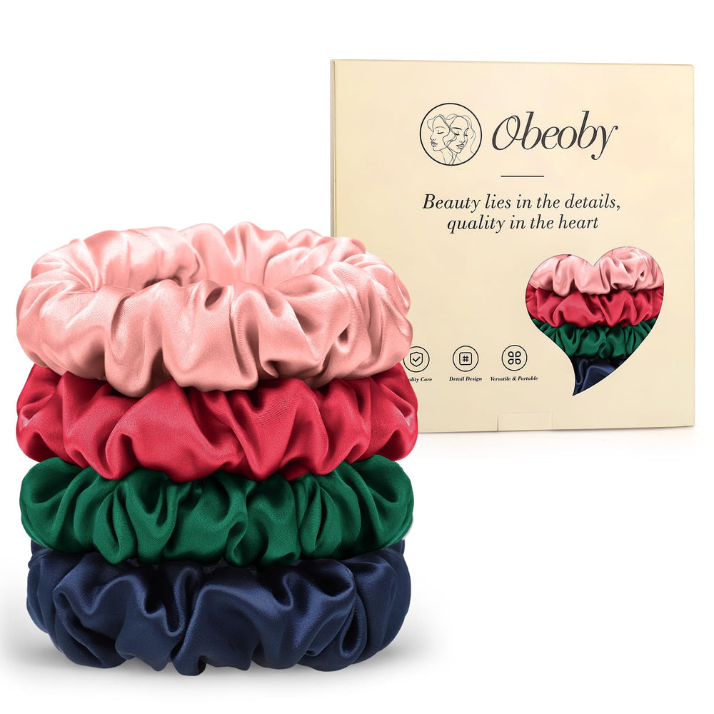 obeoby mulberry silk scrunchies close-up texture showing smooth surface and shine
