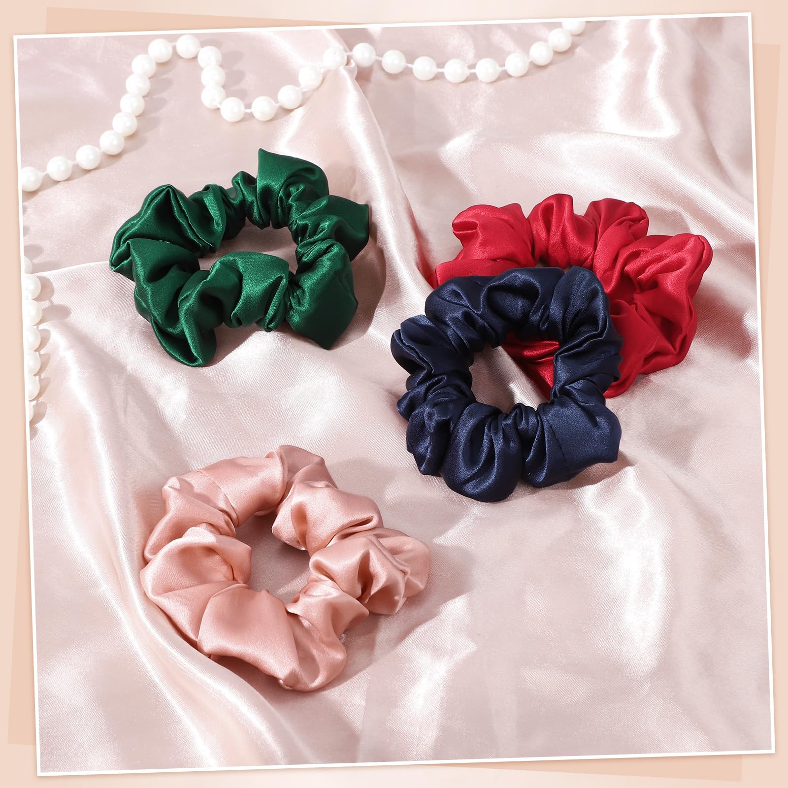 obeoby mulberry silk scrunchies red and green set for festive styling