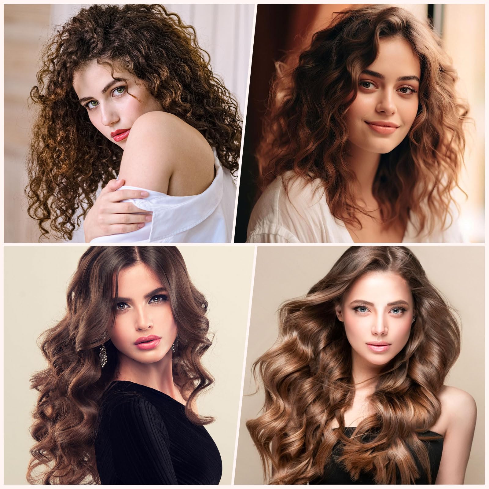 Obeoby pink set suits long, short, and bangs with easy non-heat curling.