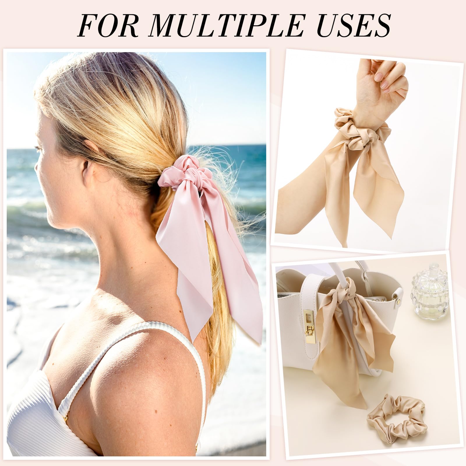 obeoby satin ribbon scrunchie can decorate bags or outfits for subtle flair