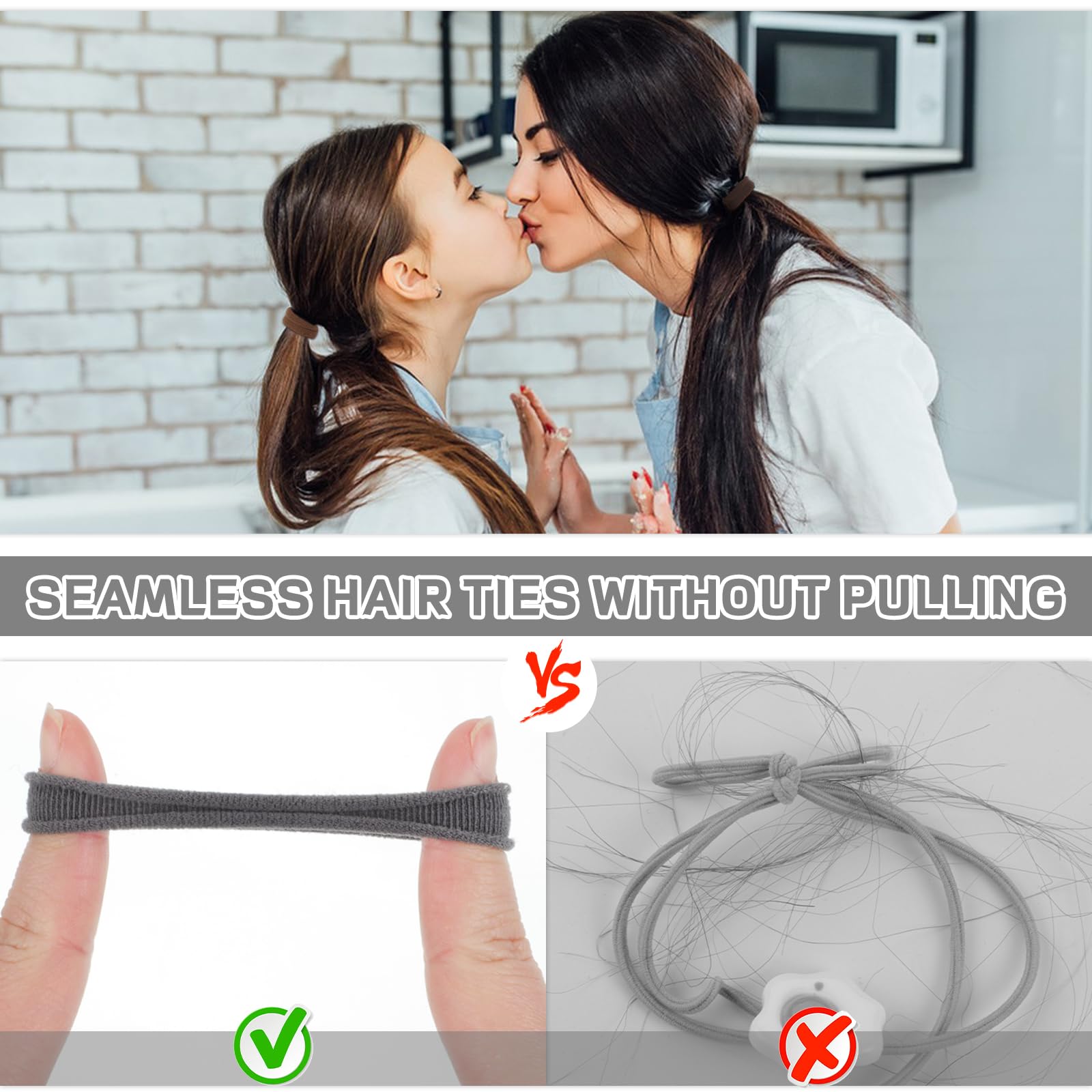Obeoby stretchy hair ties accommodating thick and thin hair types