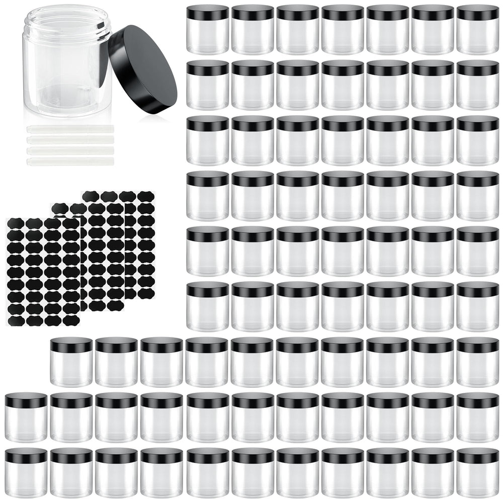OBKJJ 60-pack clear 4oz containers with lids, travel-friendly leakproof design for cosmetics.