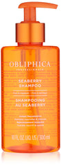 Obliphica Professional Seaberry Shampoo bottle highlights nourishment for stronger hair