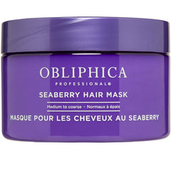 Obliphica Seaberry Hair Mask tub open shows rich conditioning formula for moisture