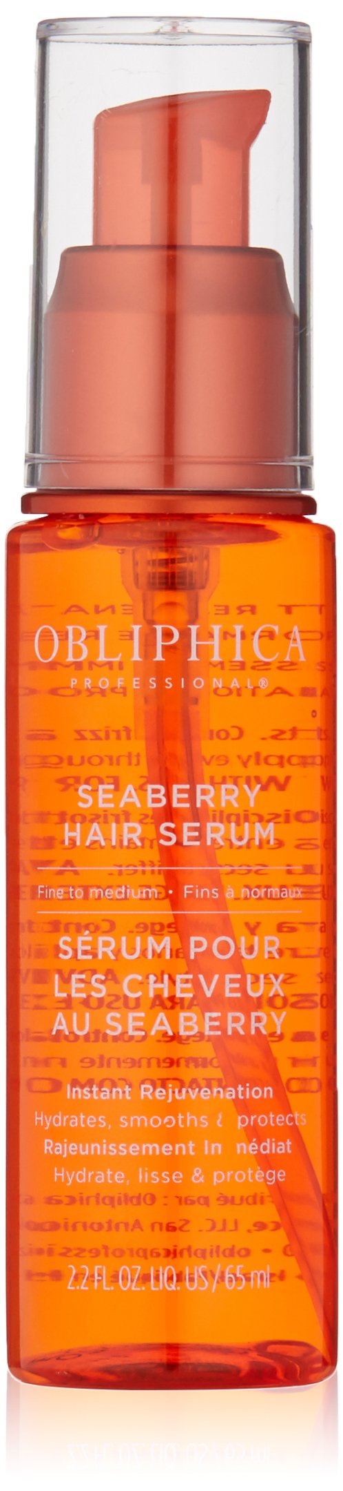 Obliphica Seaberry serum drops on hair for frizz control