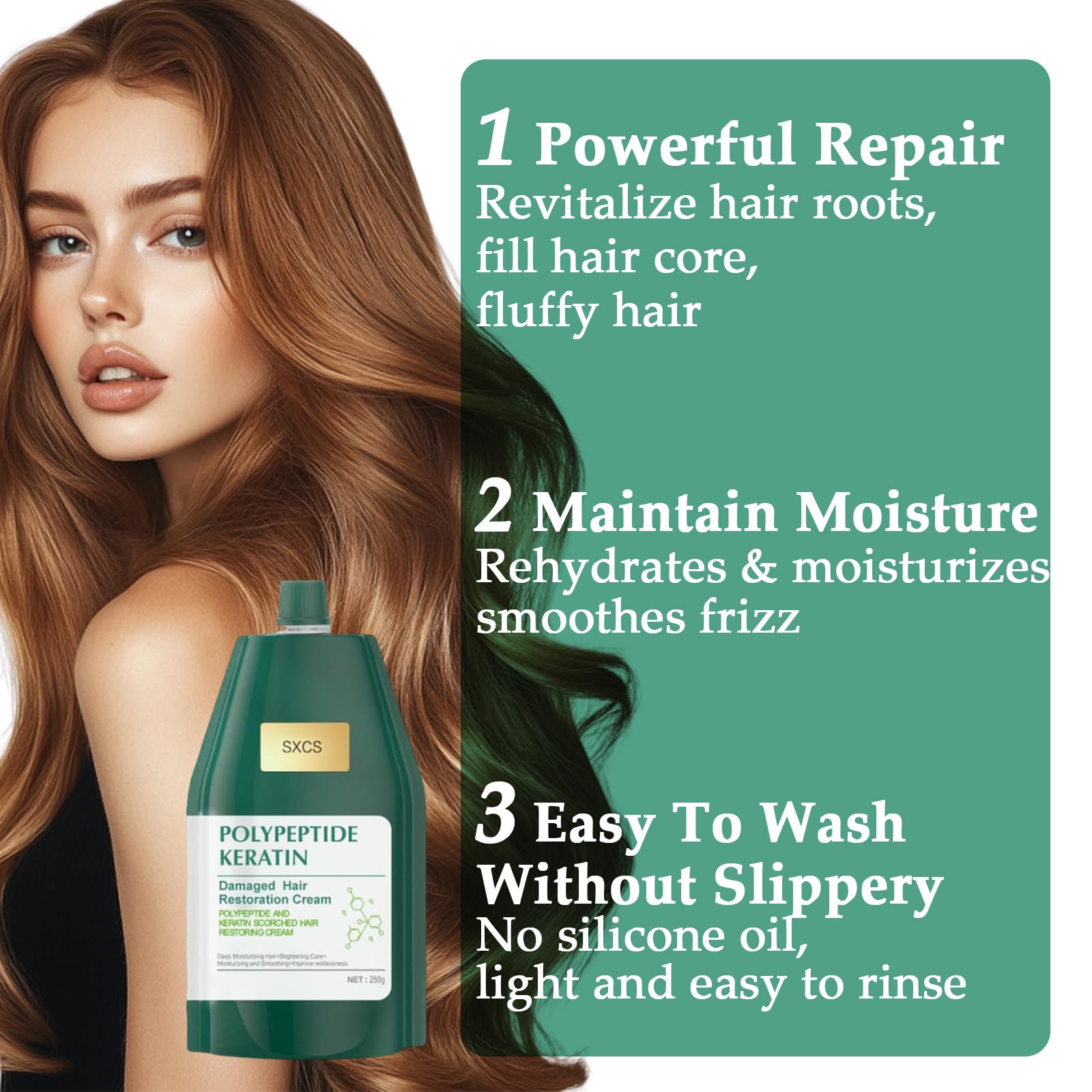 OBRADOYA keratin mask application steps show easy at-home treatment.