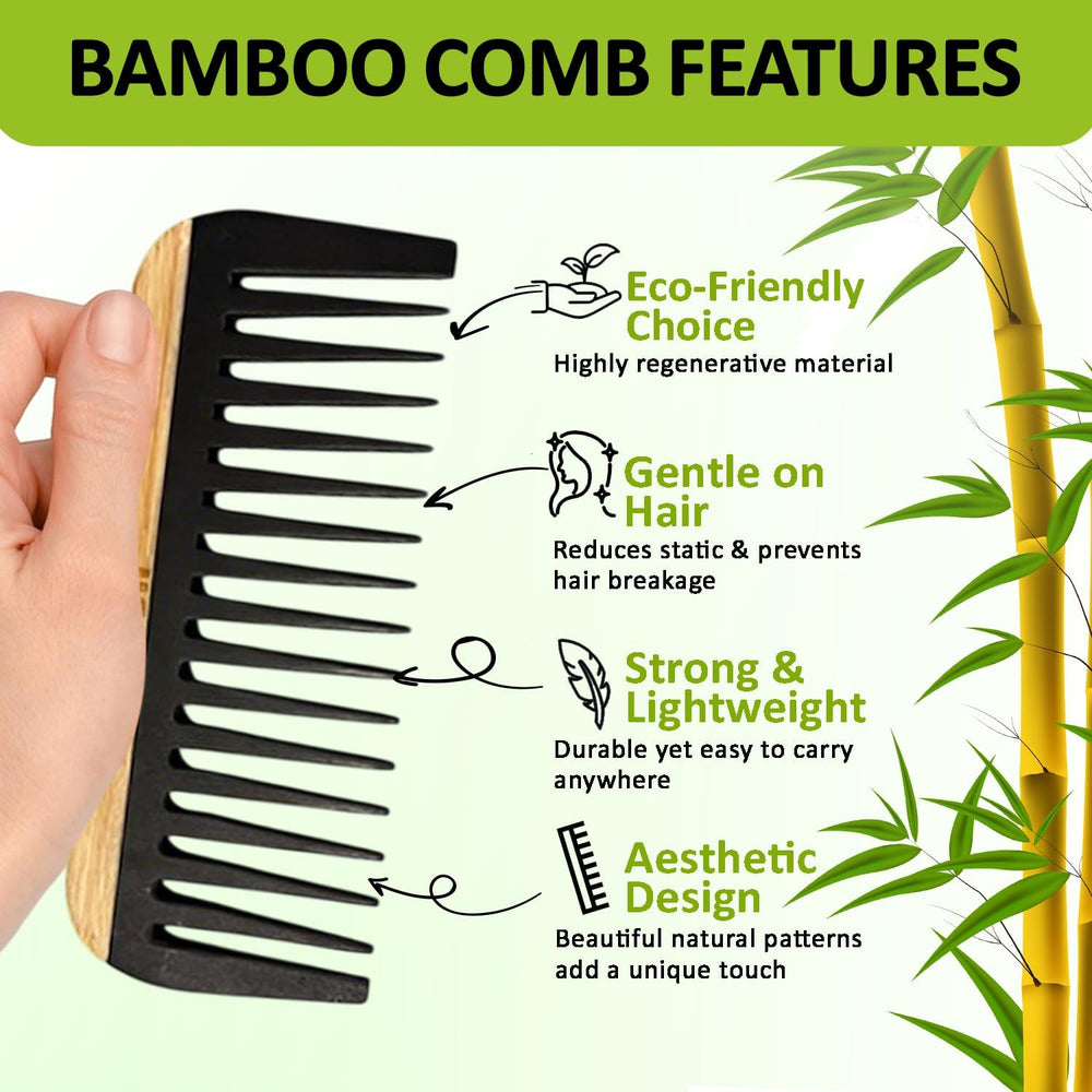 OBW bamboo wide tooth comb gift-pack presentation suitable for gifting
