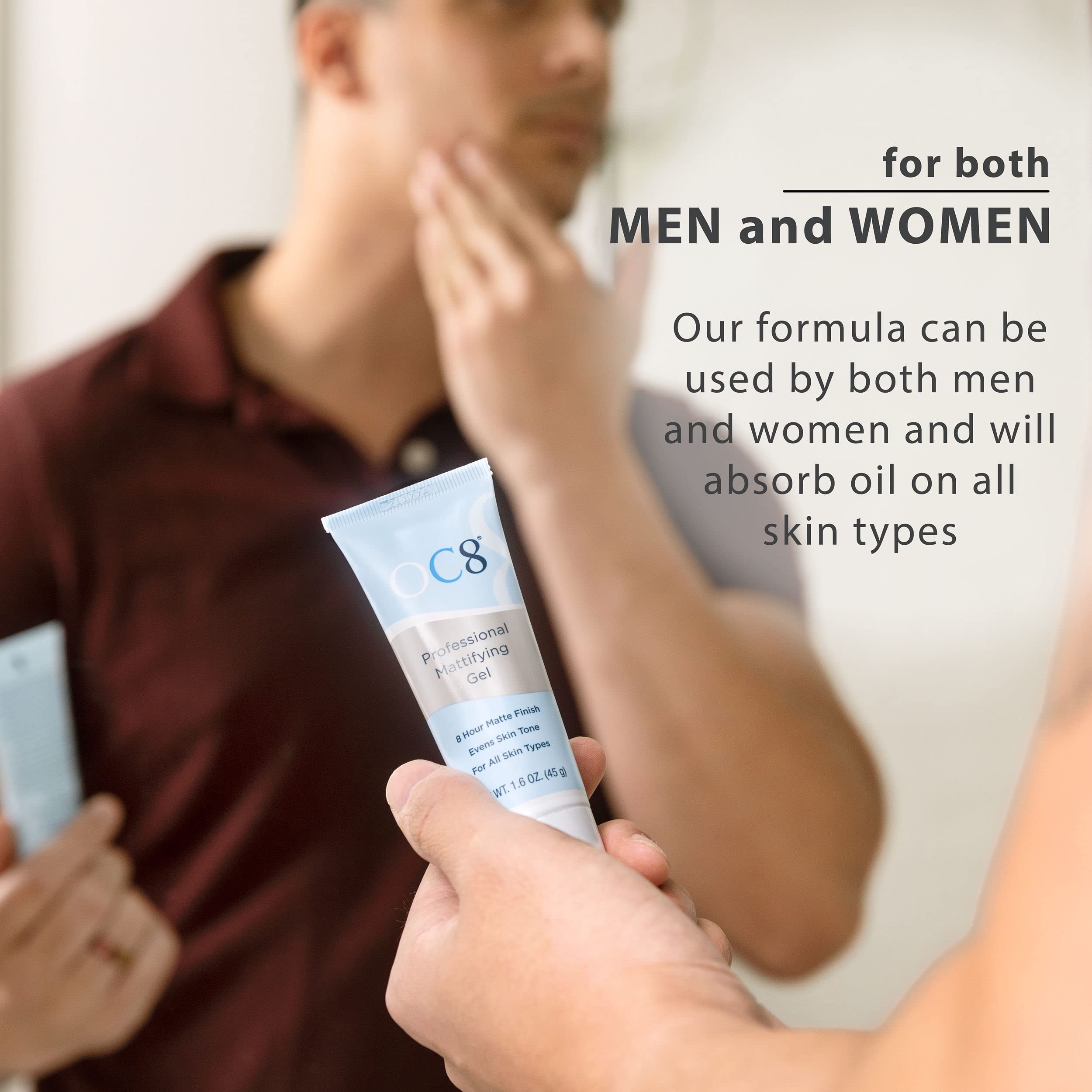 OC8 even-tone effect reduces redness for a calmer look.