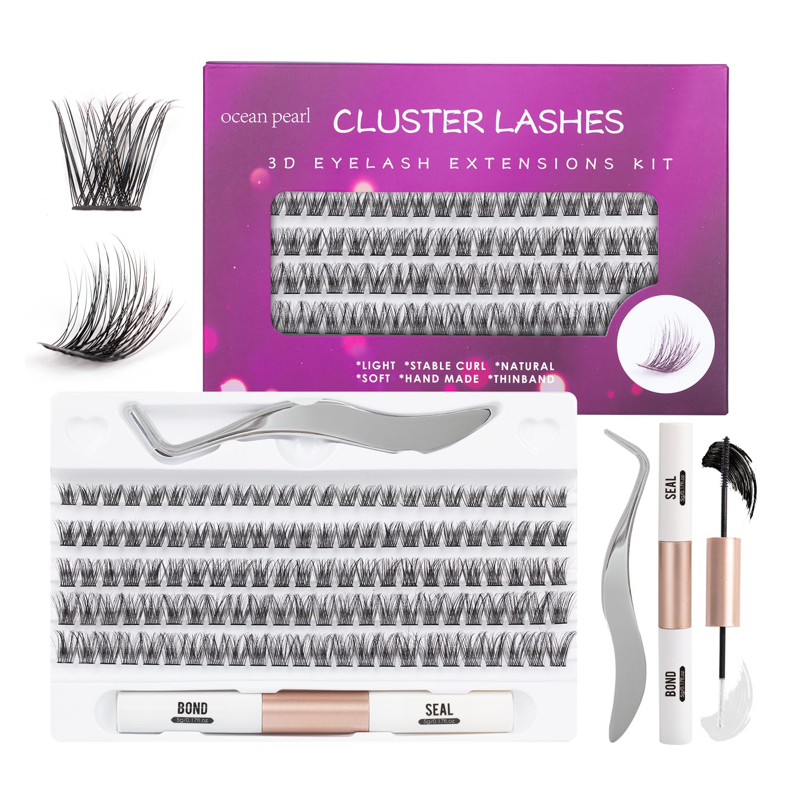 Ocean Pearl 120-cluster lashes application kit for salon-like at-home looks