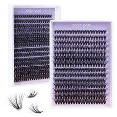 Ocean Pearl Lash Clusters closeup shows 40D/50D options in 10–16mm for versatile looks.
