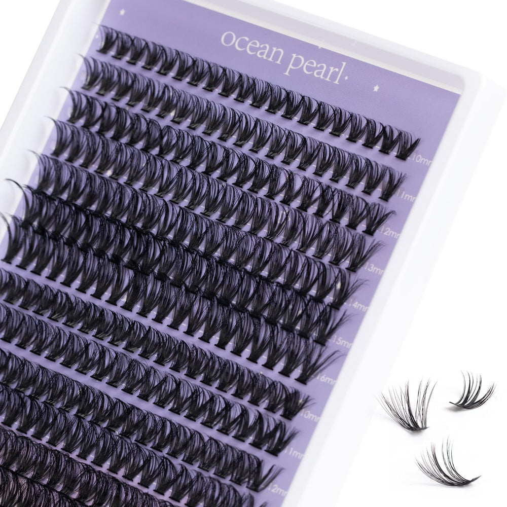 Ocean Pearl Lash Clusters packaging highlights a 280-piece DIY lash kit for at-home use.
