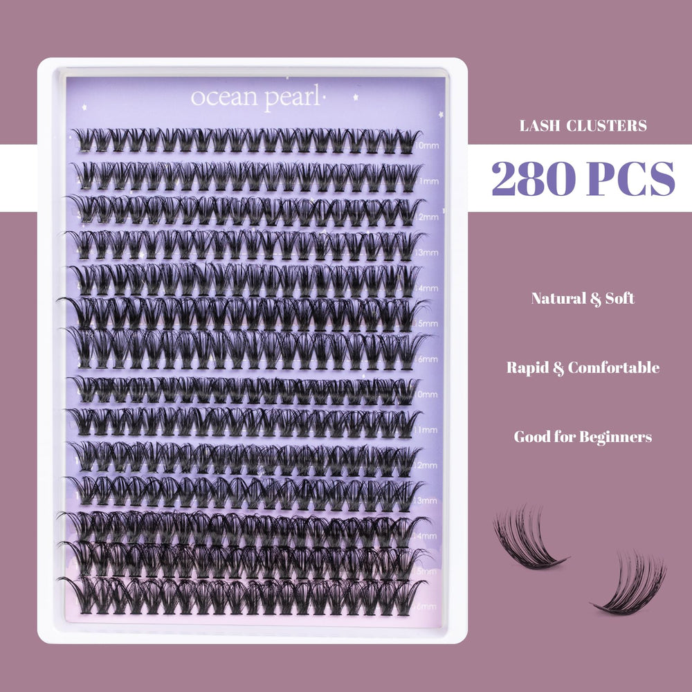 Ocean Pearl Lash Clusters during application demonstrates easy on-lash placement for a natural-to-full effect.