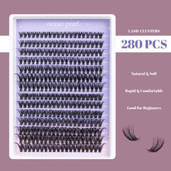 Ocean Pearl Lash Clusters during application demonstrates easy on-lash placement for a natural-to-full effect.