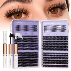 Ocean Pearl Lash Clusters Kit 564pcs packaged, for precise DIY lash extensions.
