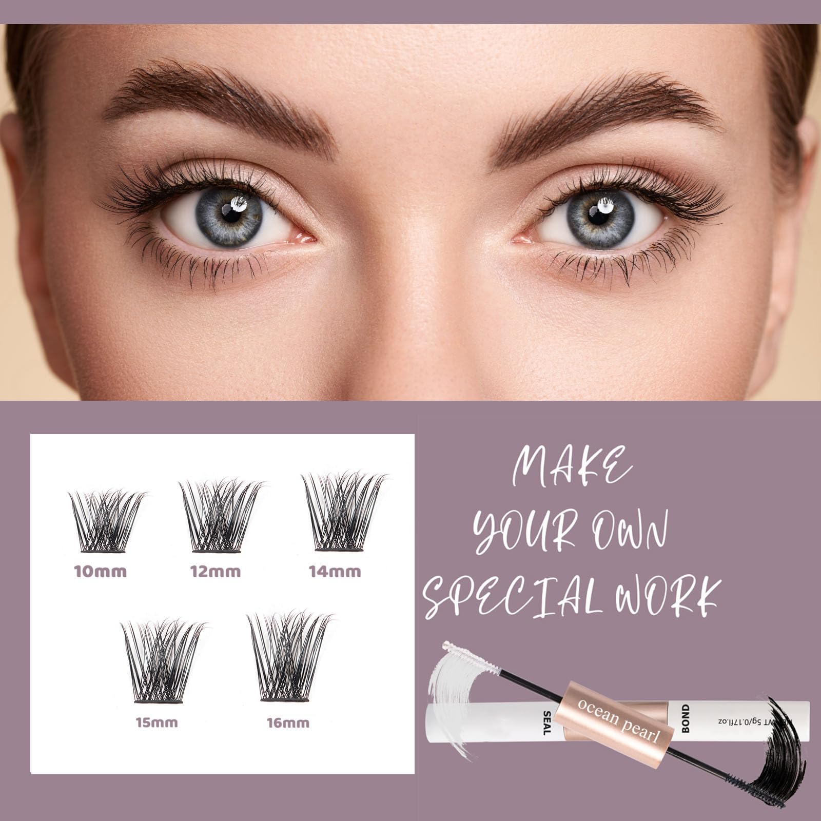 Ocean Pearl lash tweezers applicator for precise cluster placement