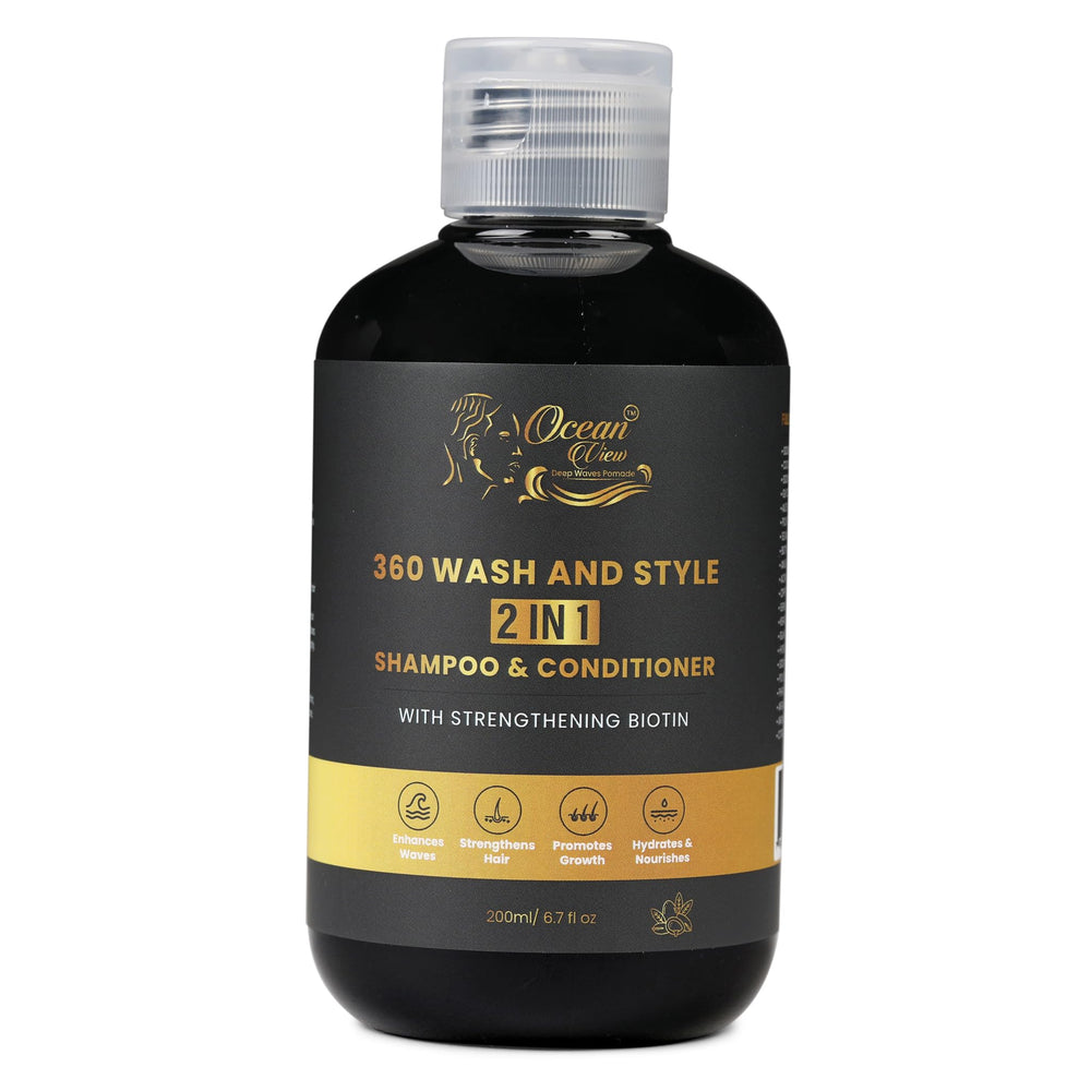 Ocean View Deep Waves Pomade bottle pour showcases hydrating cleanse for defined, salon-like waves.