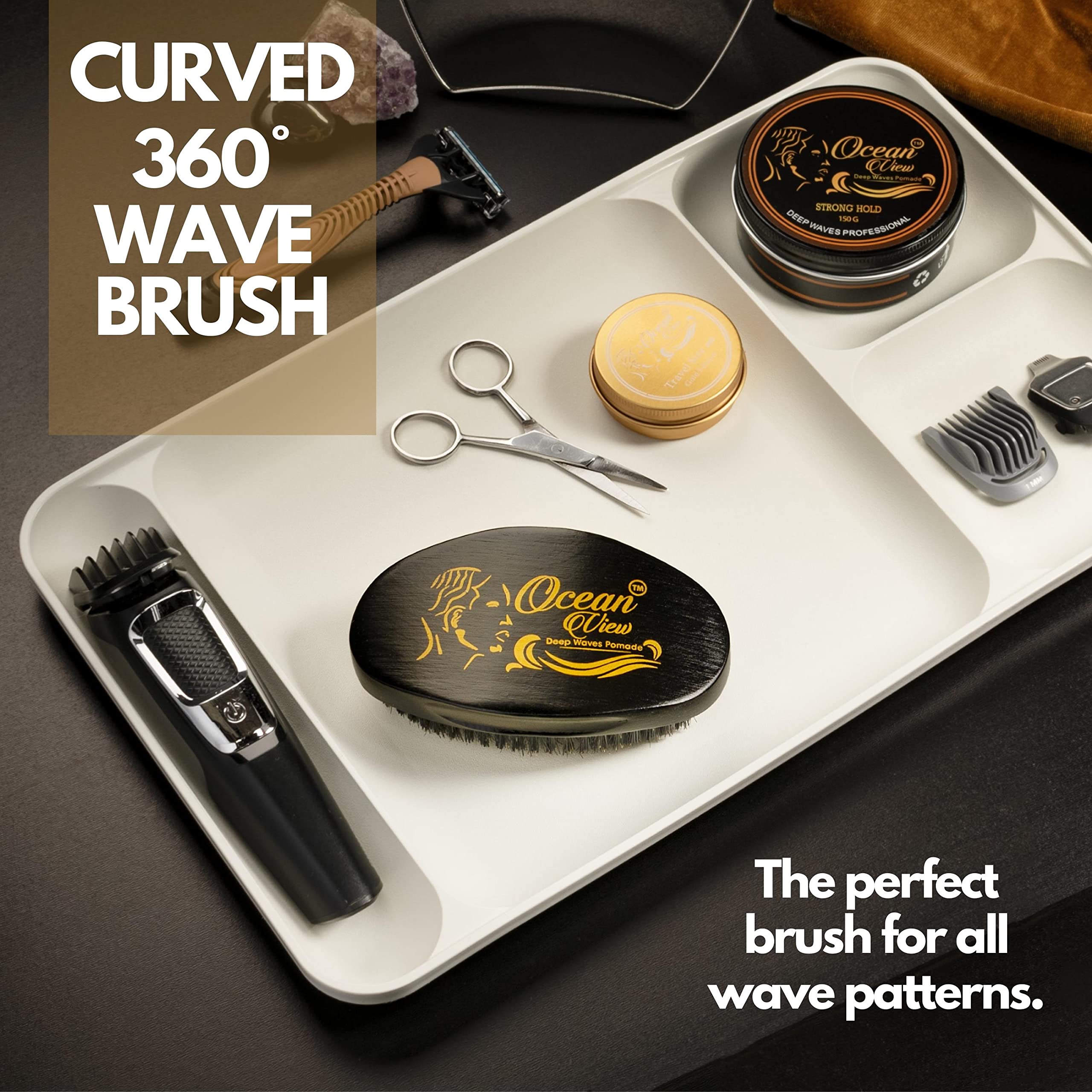 Ocean View Deep Waves Pomade in use on hair forming defined waves.