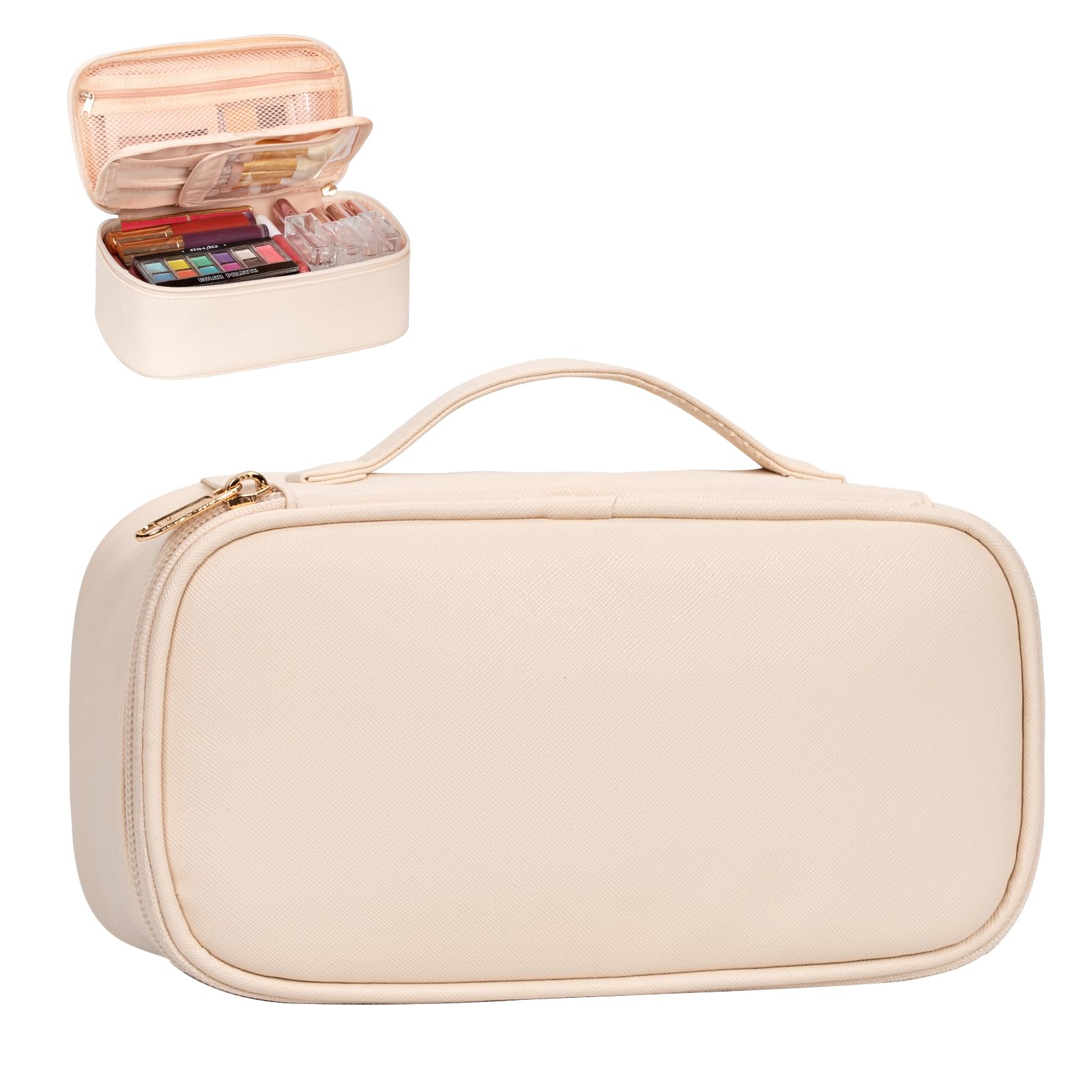 OCHEAL beige cosmetic bag makes a stylish gift for birthdays or holidays