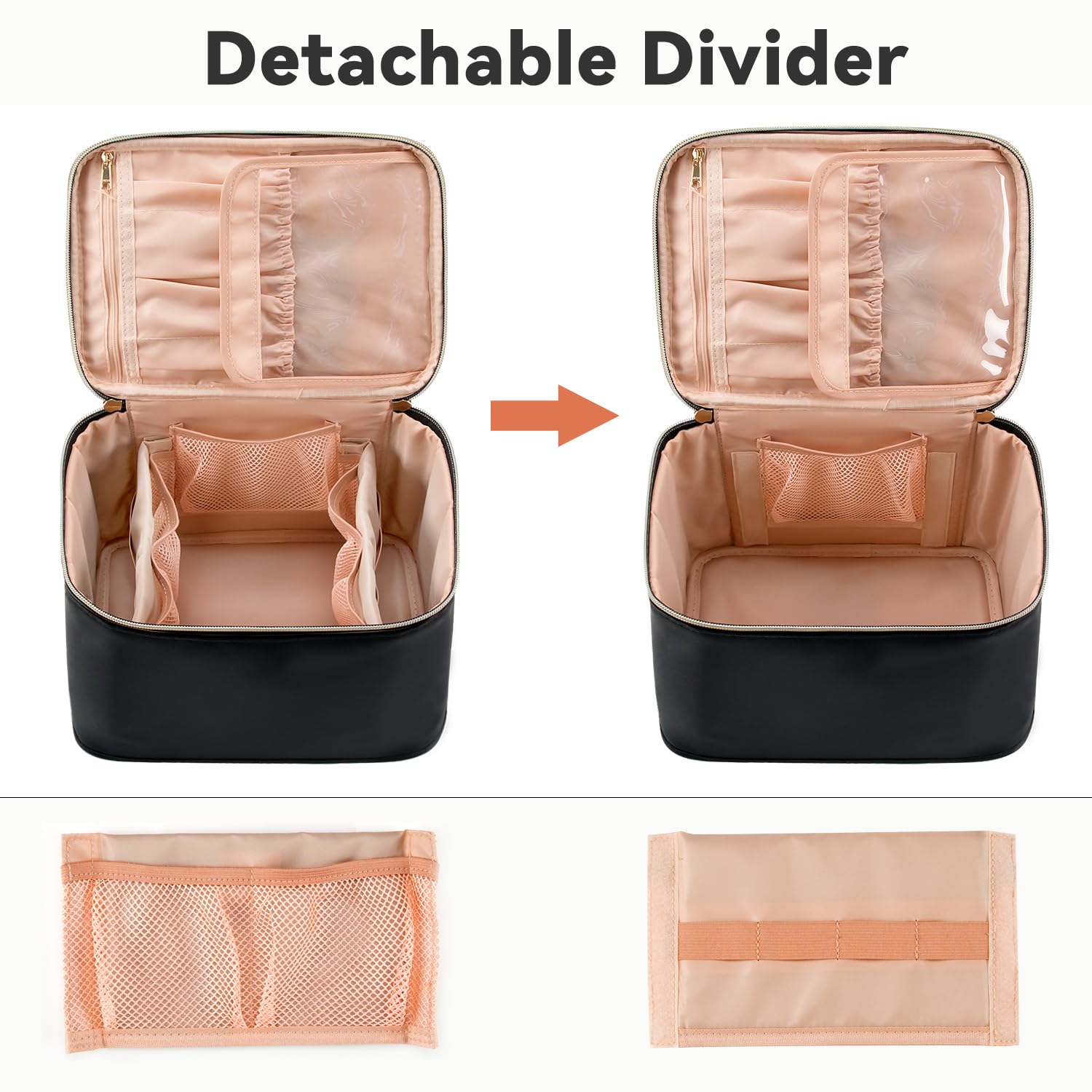 OCHEAL travel makeup bag brush compartment keeps brushes organized
