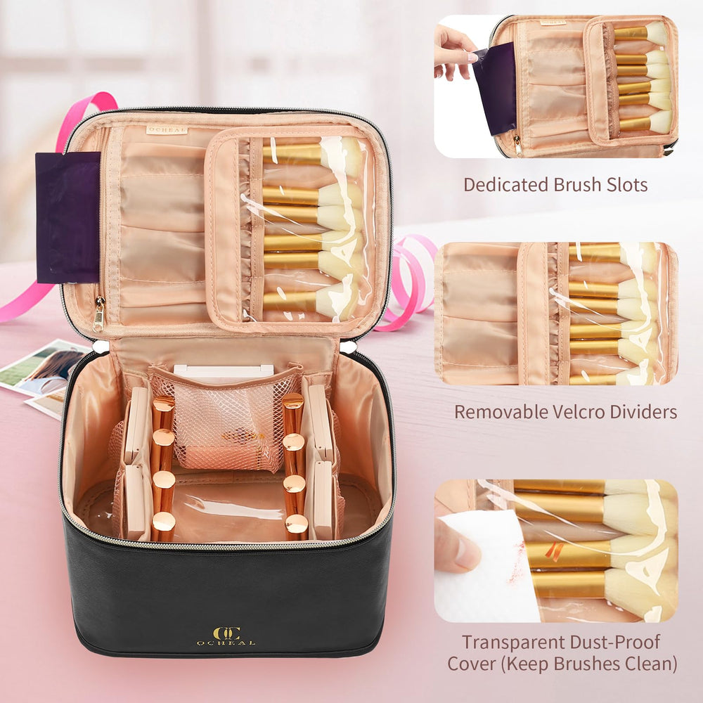 OCHEAL travel makeup bag facial mask area stays clean and dust-free
