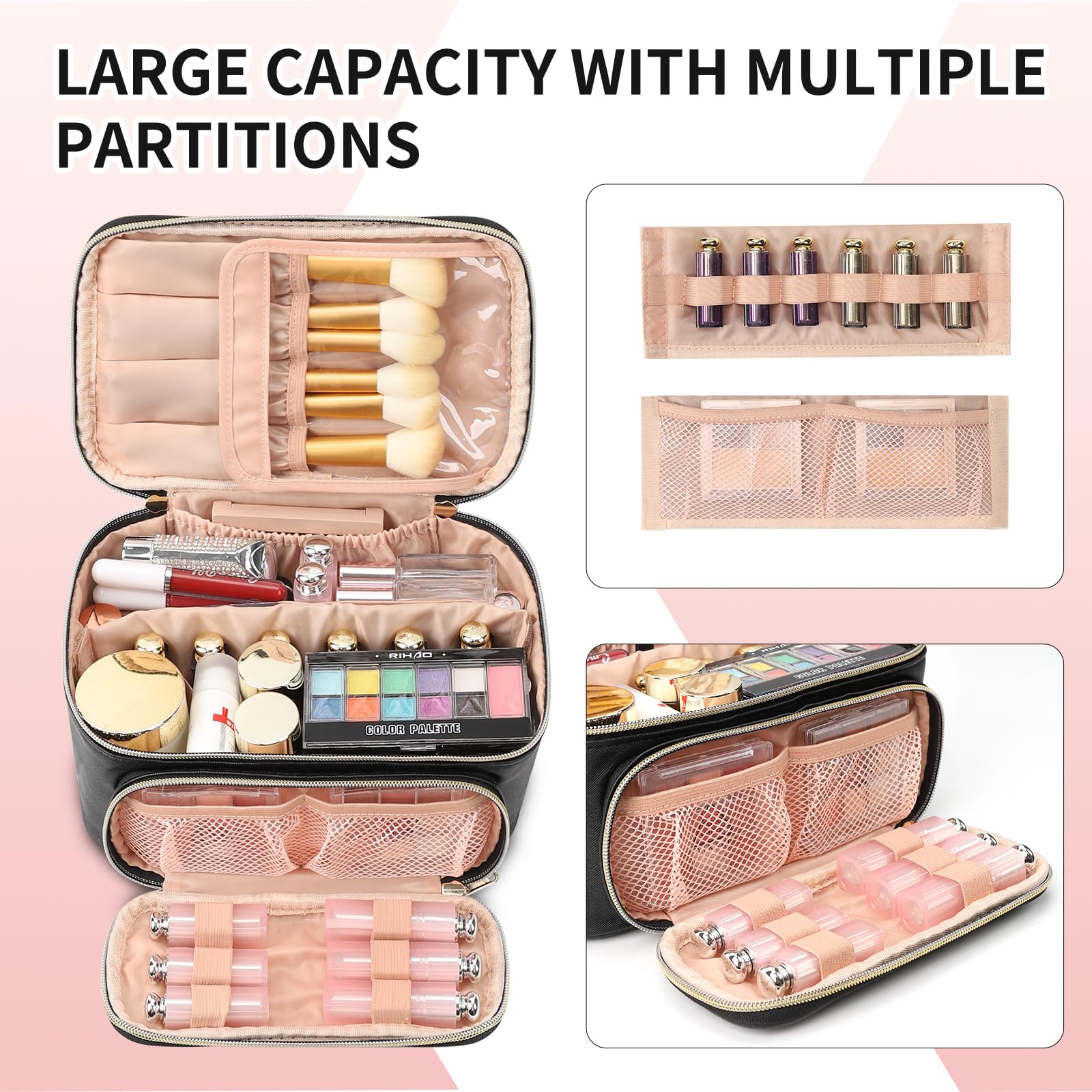 OCHEAL makeup bag bottom gasket tabs improve durability and smooth zipper pulls