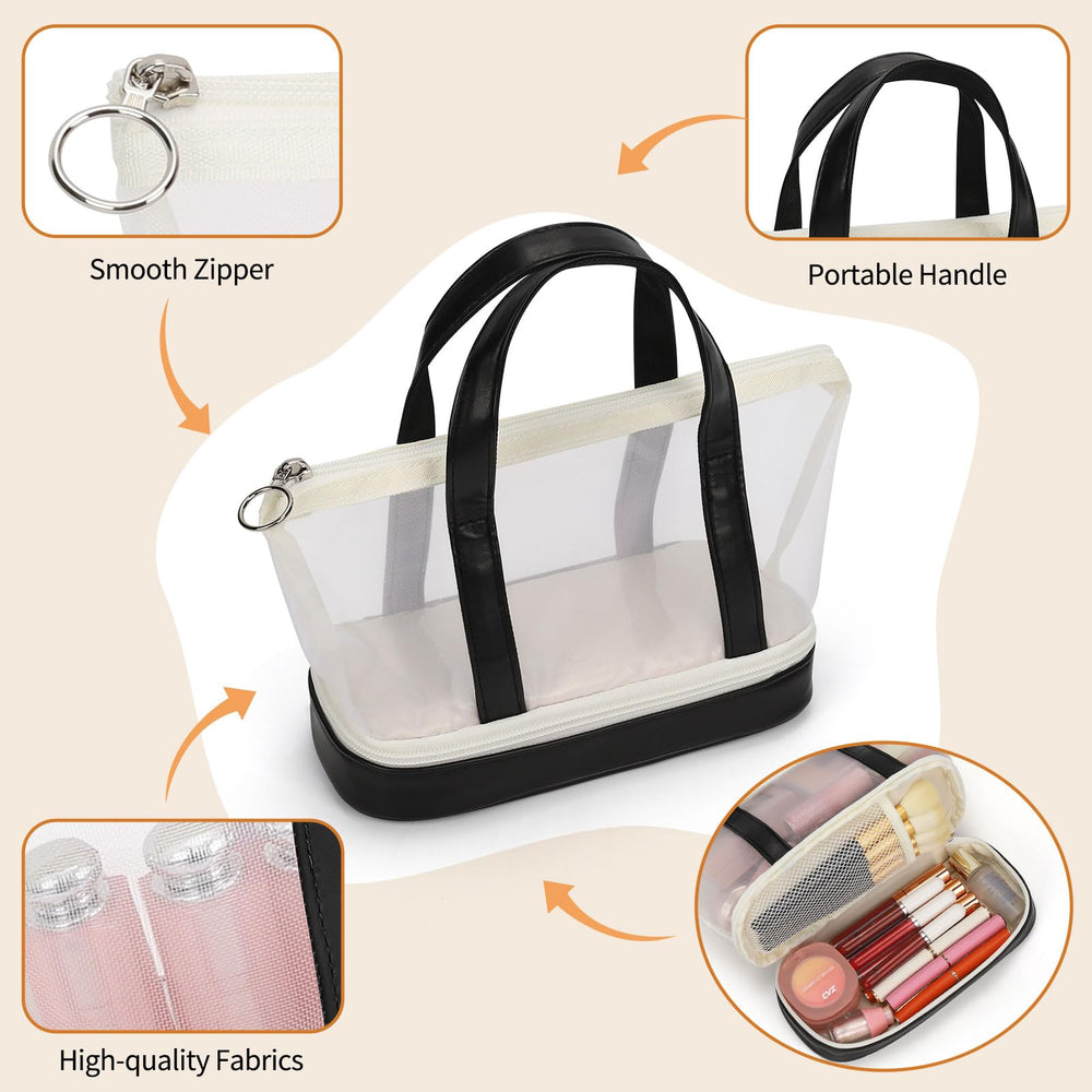 OCHEAL makeup bag bottom vinyl base keeps contents clean and stable.