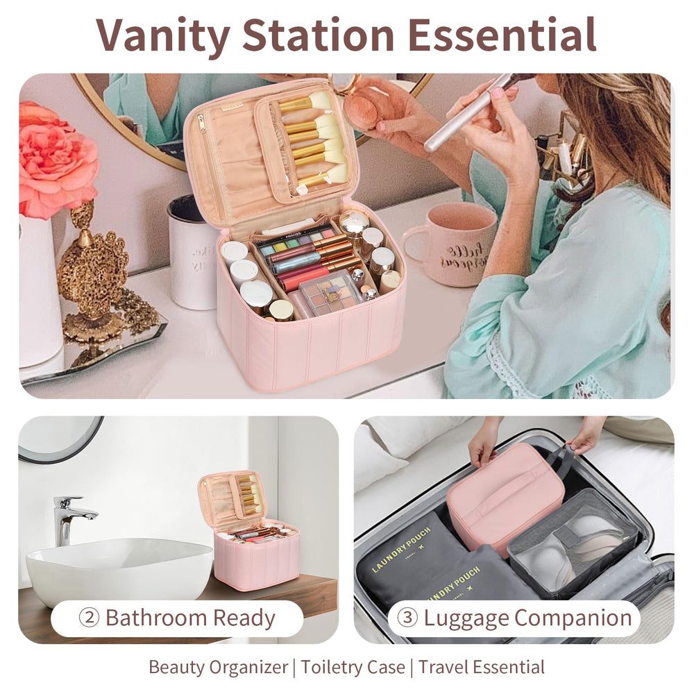 OCHEAL makeup bag with smooth dual-zipper for easy access.
