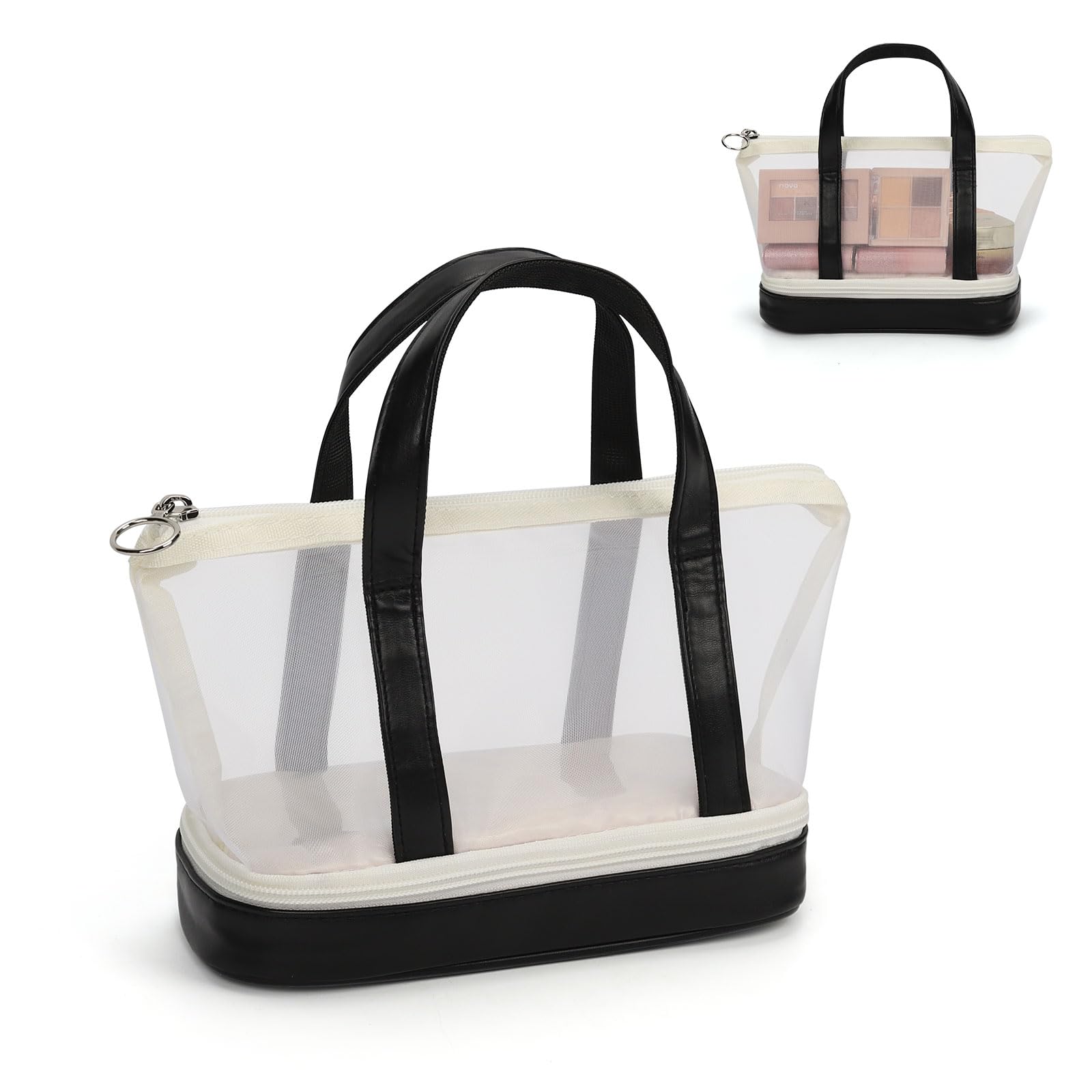 OCHEAL makeup bag front view in black for stylish daily use and travel.