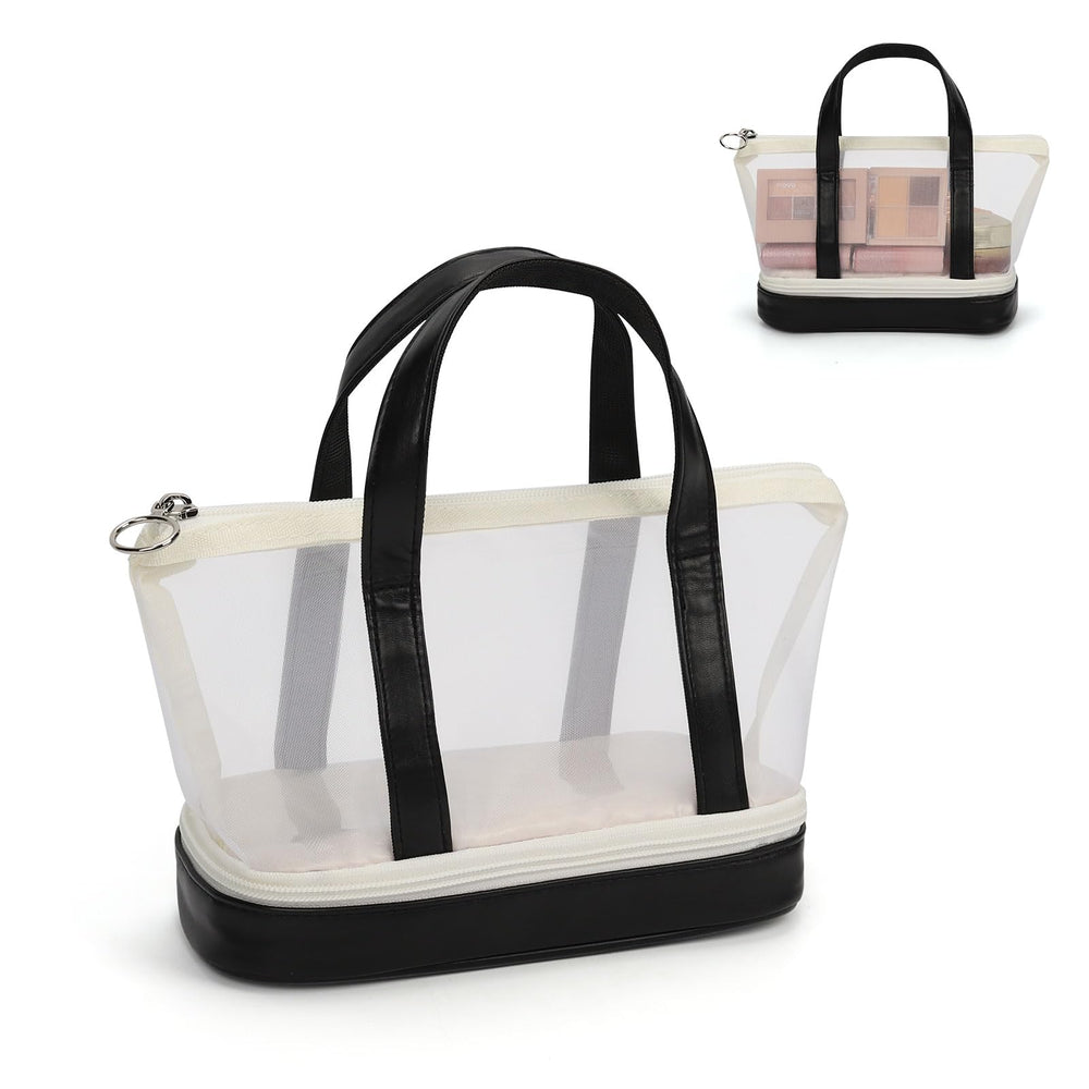 OCHEAL makeup bag front view in black for stylish daily use and travel.