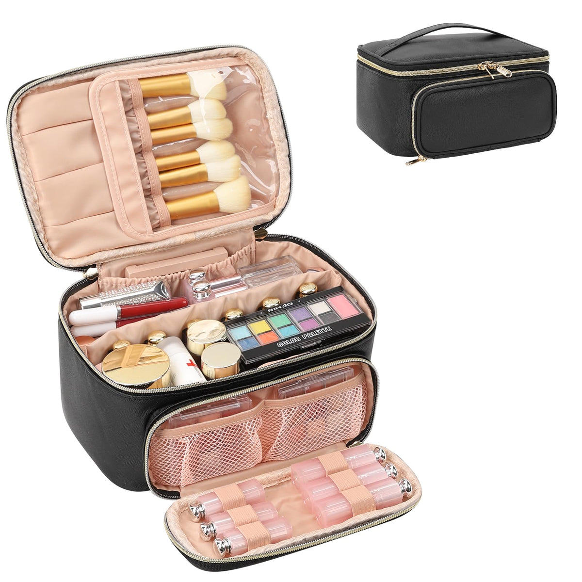 OCHEAL makeup bag front view shows sturdy design for daily cosmetics organization