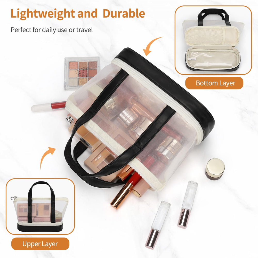 OCHEAL makeup bag main compartment mesh for quick visibility of cosmetics.