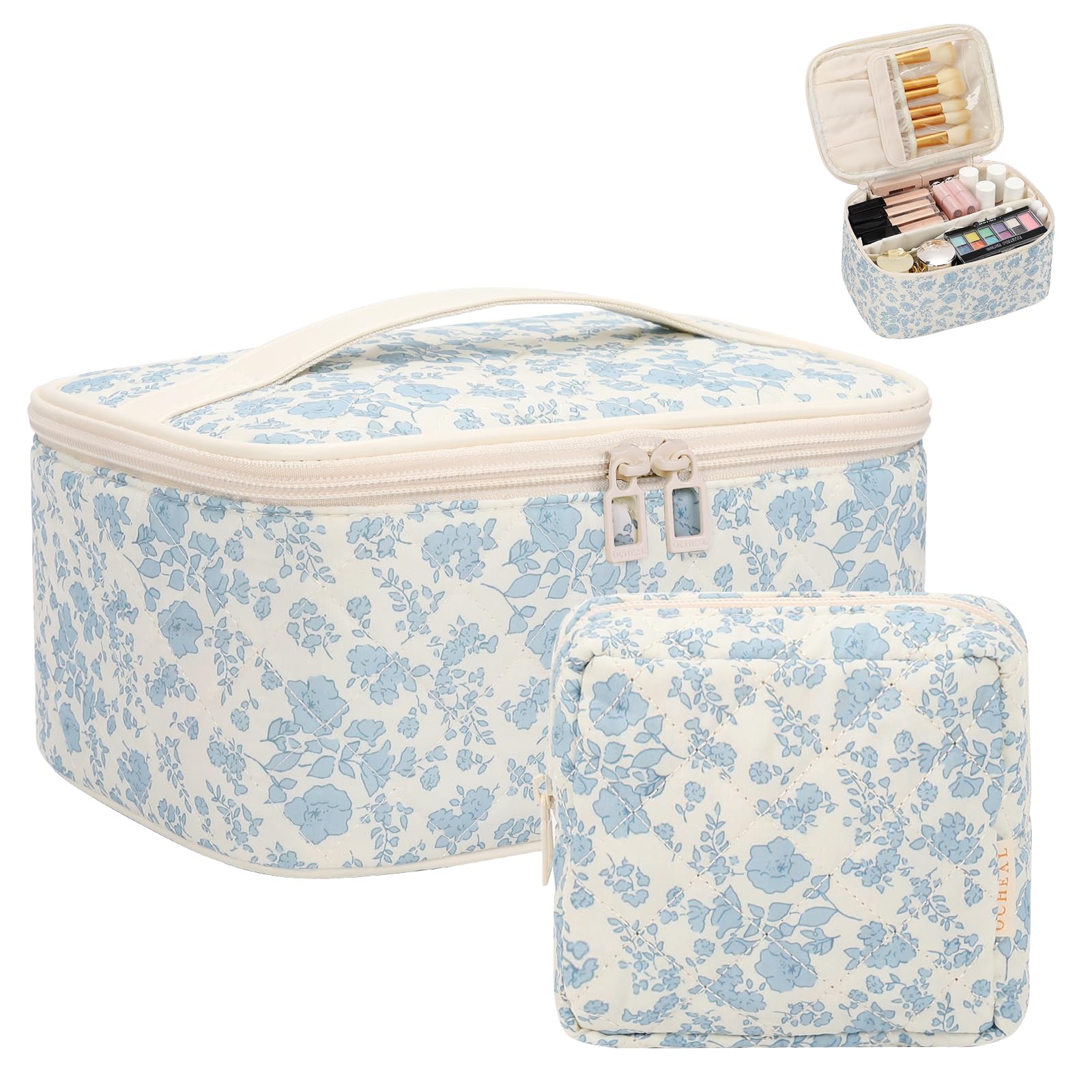 OCHEAL makeup bag set large bag front view showing roomy storage for full-size products