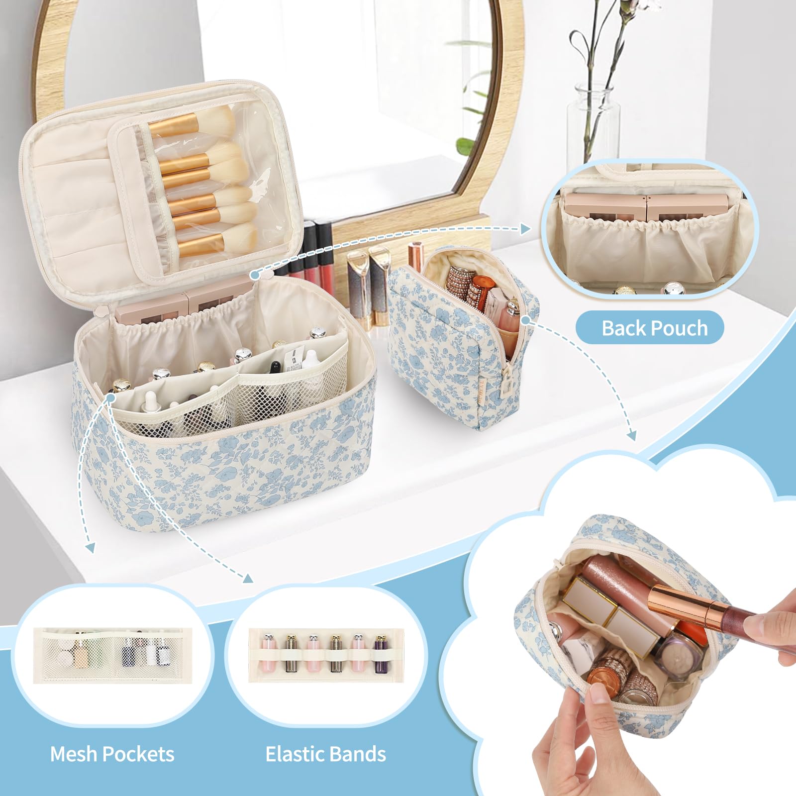 OCHEAL makeup bag set small pouch front view perfect for lipsticks and small accessories
