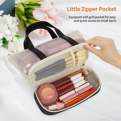 OCHEAL makeup bag side view with zipper highlights easy access during trips.