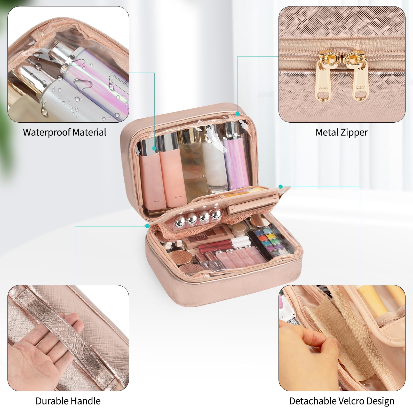 OCHEAL makeup bag waterproof lining protects cosmetics on travel