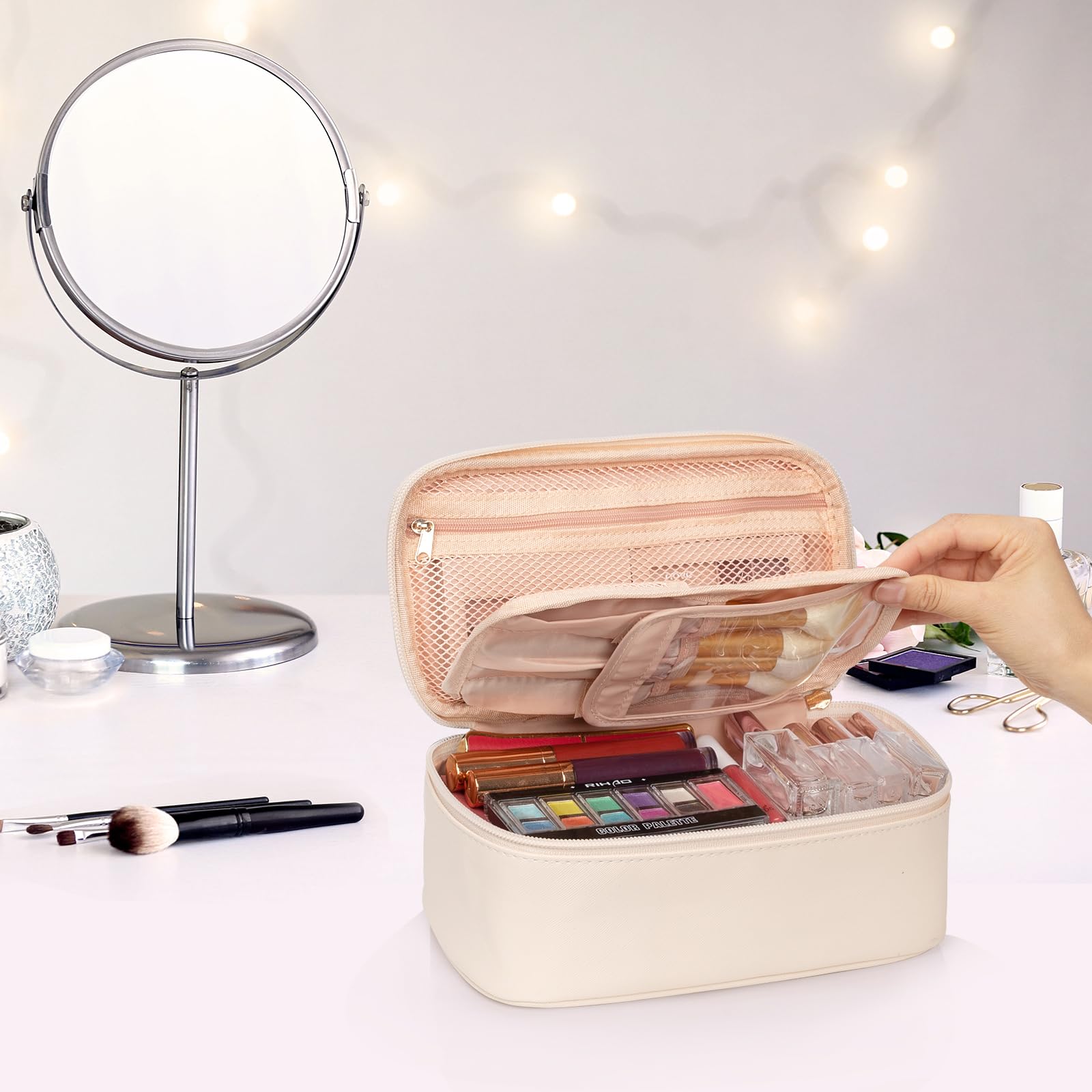 OCHEAL organizer bag with separate sections keeps makeup and skincare neatly sorted