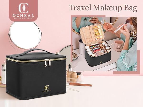 OCHEAL travel makeup bag interior organized cosmetics and tools