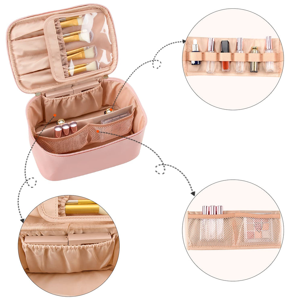 OCHEAL makeup organizer dimensions 9.4x6.5x4.7 inches, pocket-friendly.