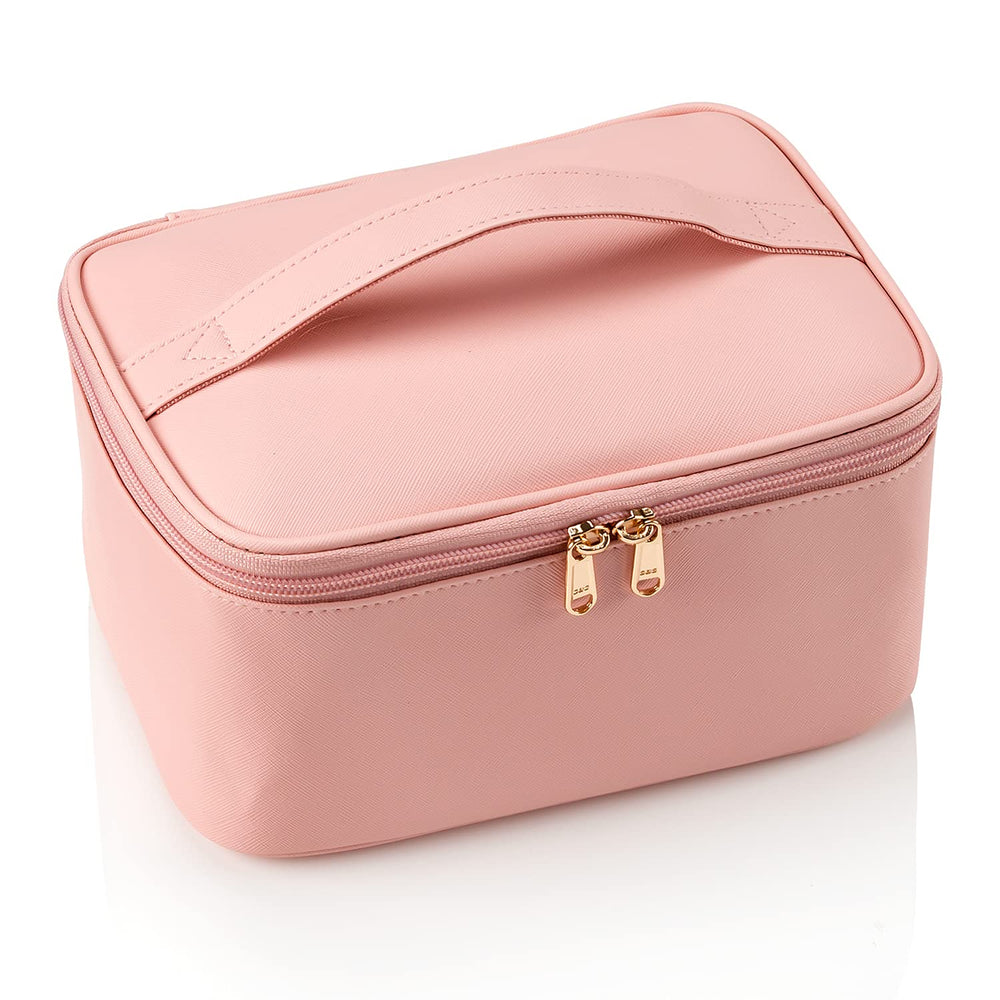 OCHEAL pink makeup bag lightweight and suitcase-friendly for travel.