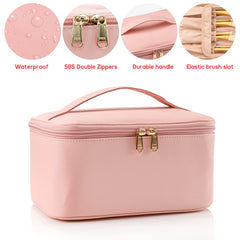 OCHEAL makeup bag with flexible dividers for organized cosmetics during travel.
