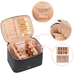 OCHEAL travel makeup bag side view highlighting slim profile for packing