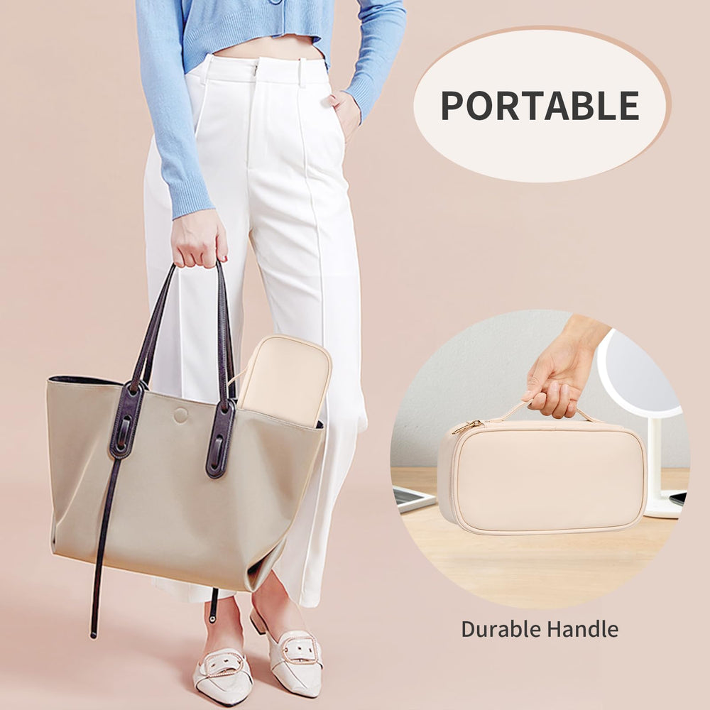 OCHEAL smooth double-zipper opening enables quick access to cosmetics